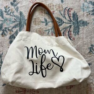 Canvas Tote Bag with Brown Handles